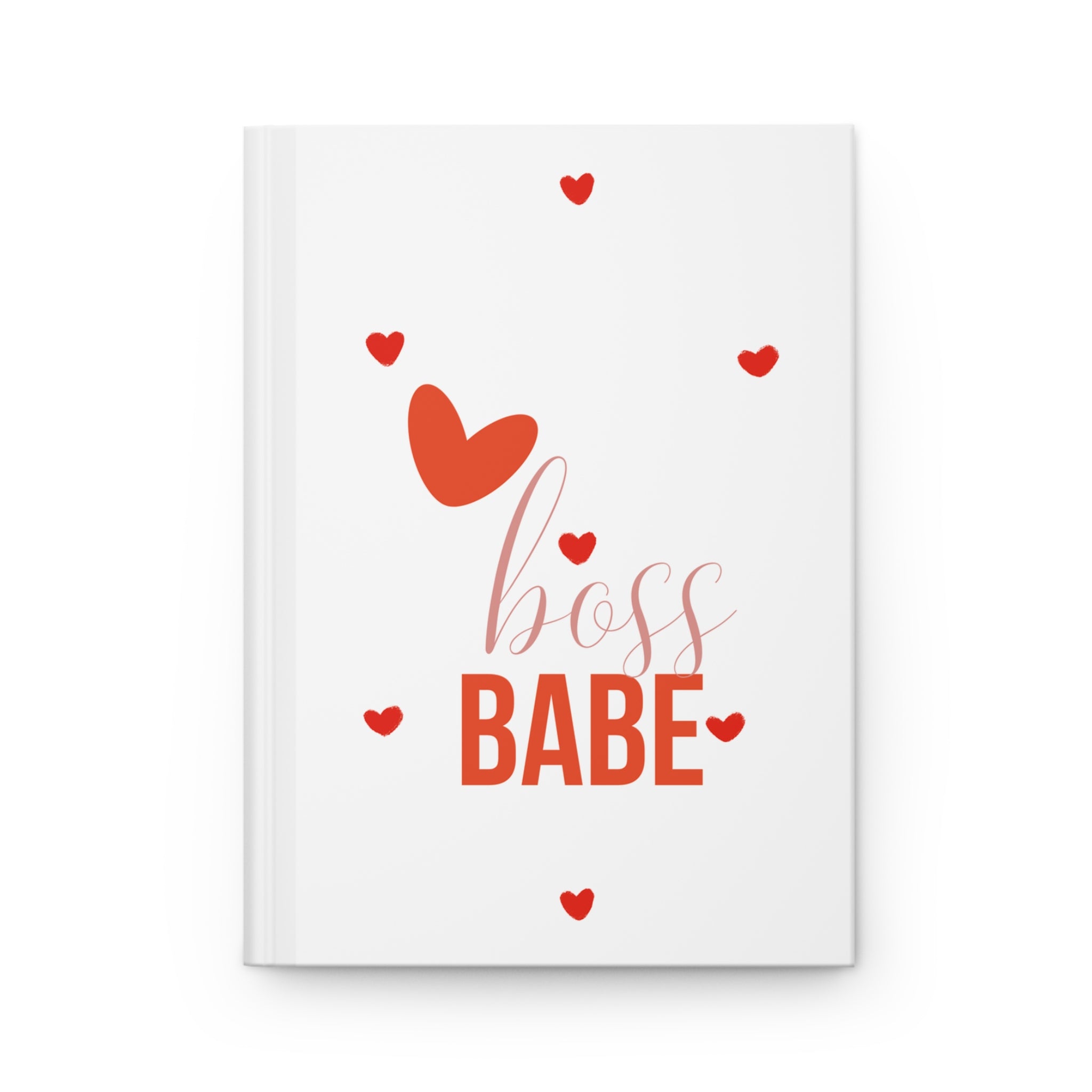 Boss Babe Hardcover Journal — Empowering Pink & Red Heart Notebook for Women