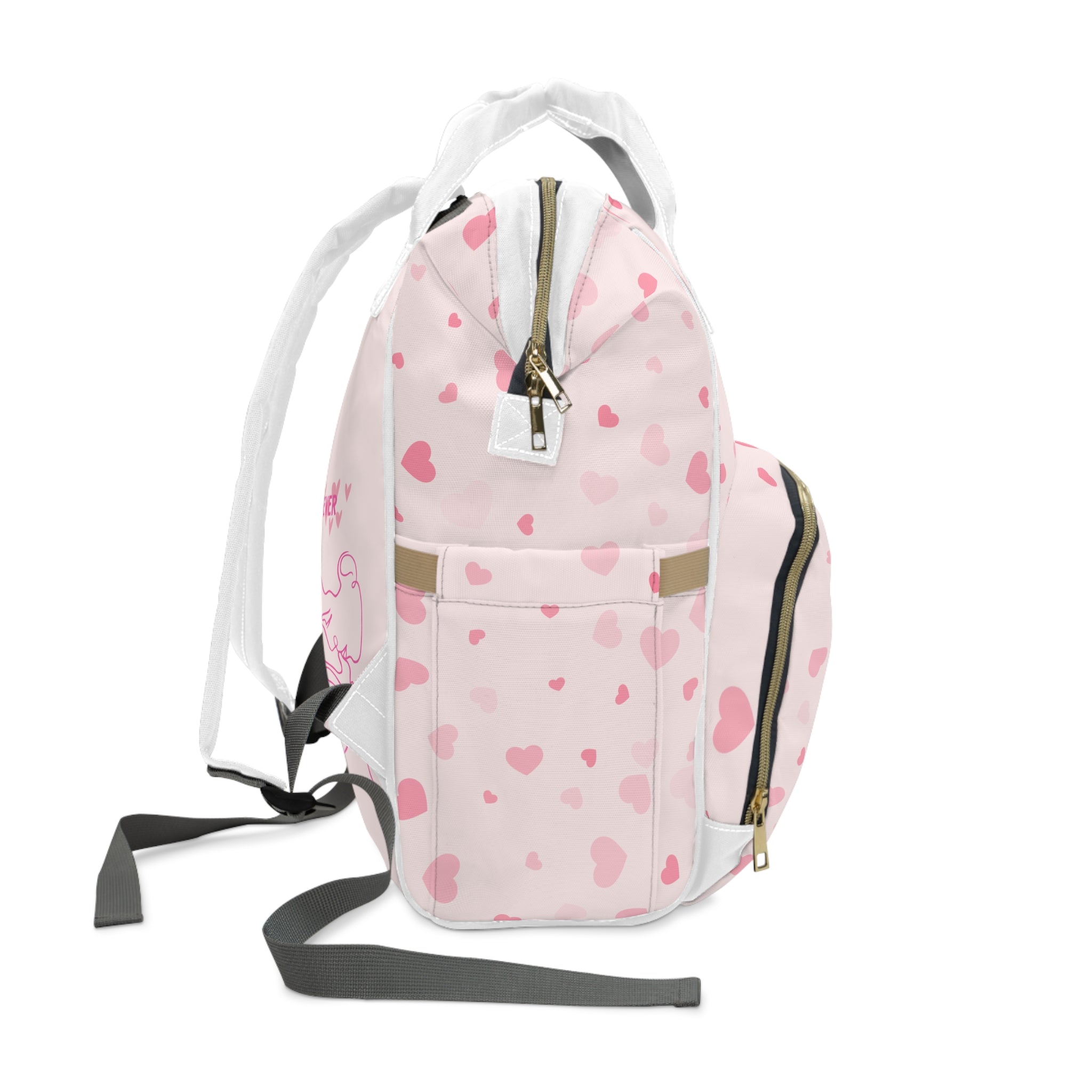 Diaper Backpack — Heart Design with Parents Kissing Baby’s Foot