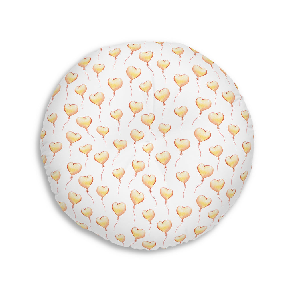 Pink Heart Tufted Floor Pillow, Round