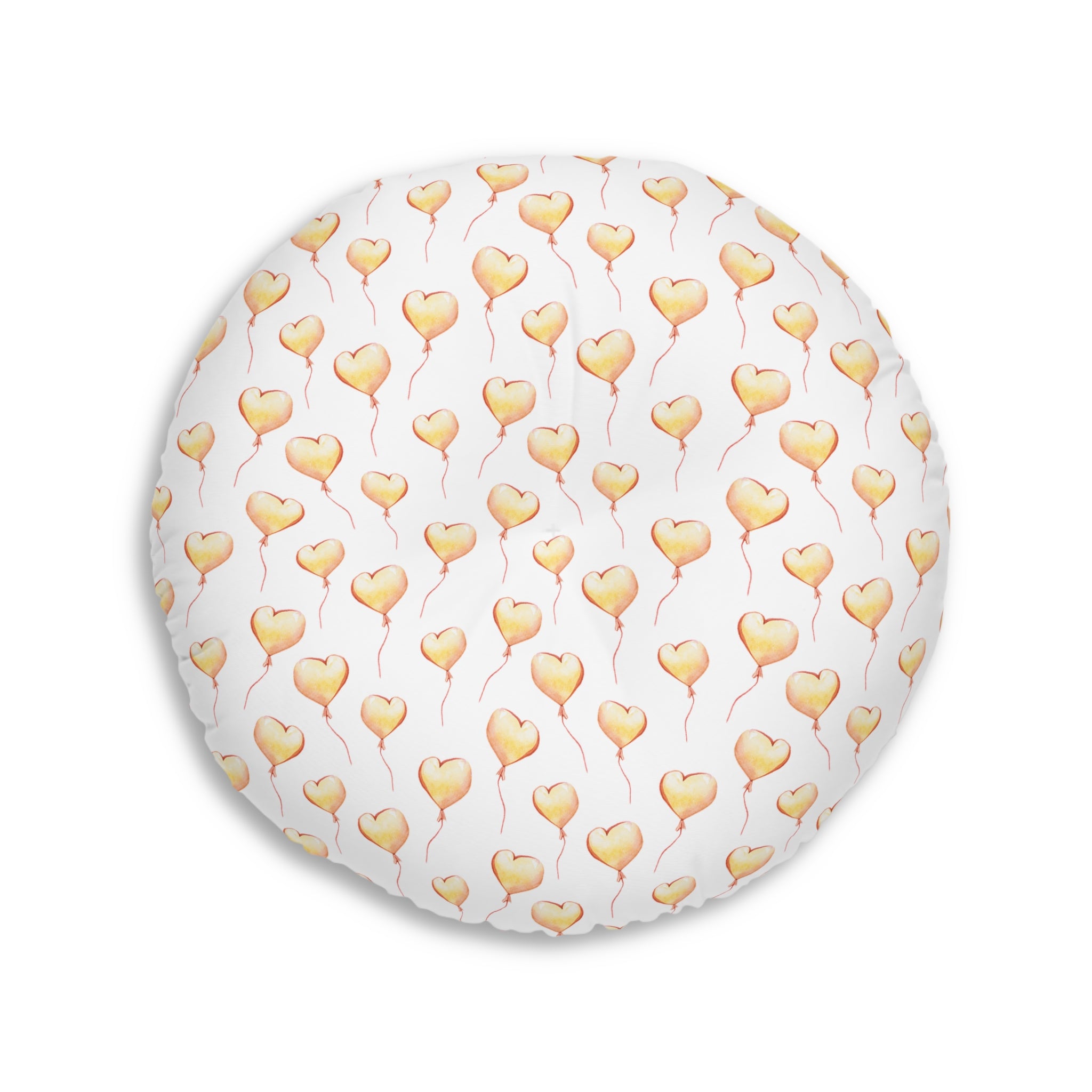 Pink Heart Tufted Floor Pillow, Round