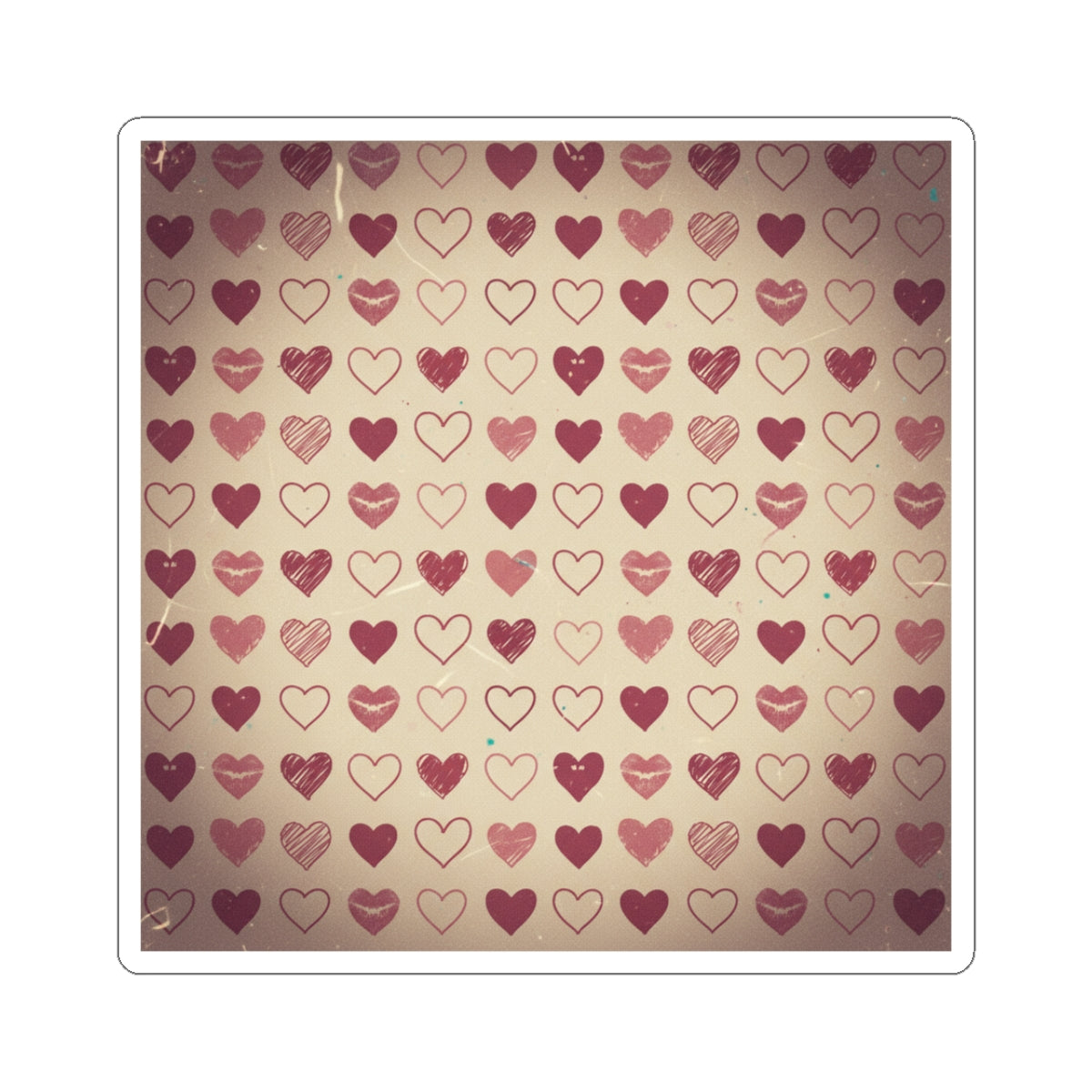 Heart Pattern Kiss-Cut Stickers — Vintage Pink Hearts Laptop Sticker Pack