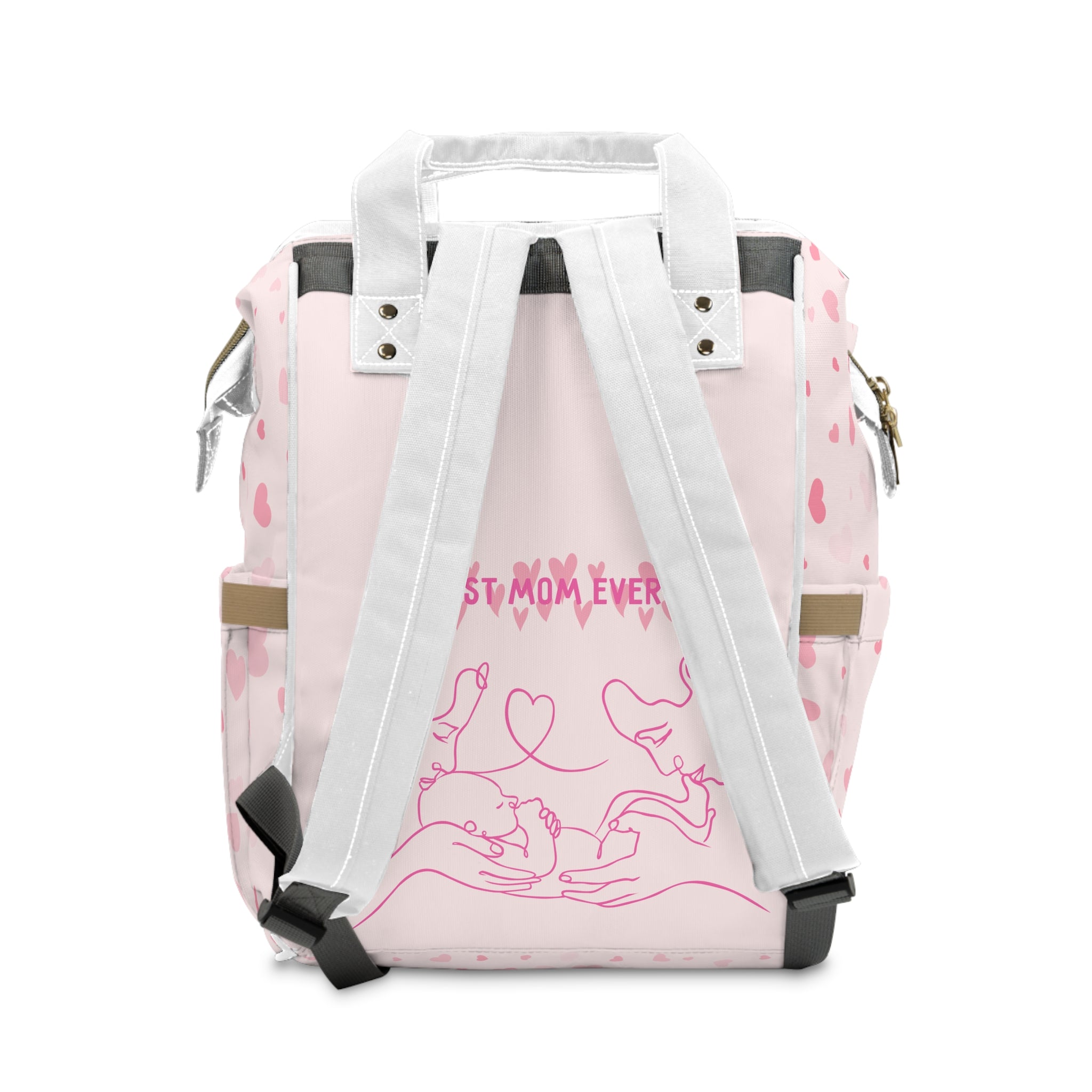 Diaper Backpack — Heart Design with Parents Kissing Baby’s Foot