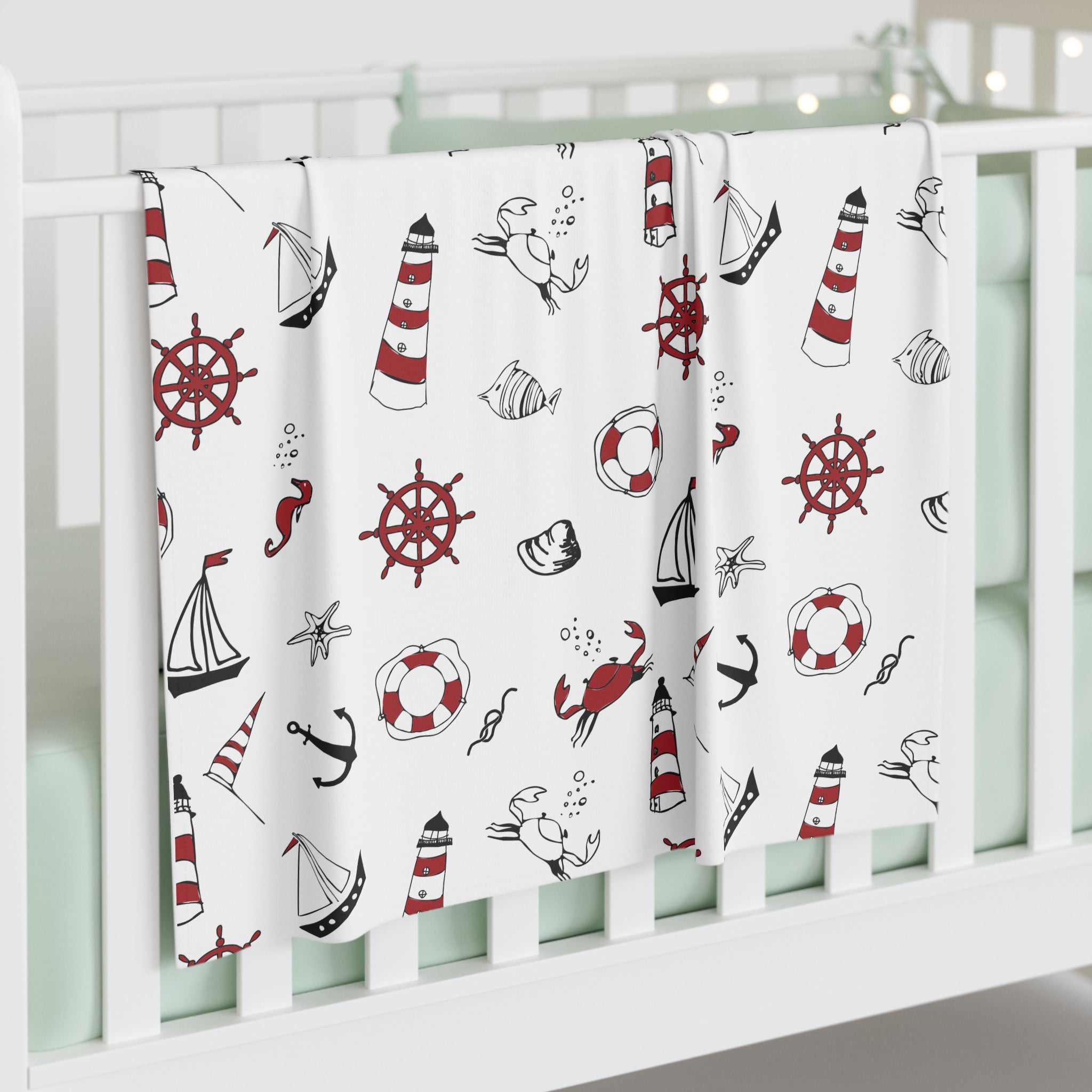 Lighthouse Baby Swaddle Blanket — Cute Coastal Newborn Wrap
