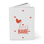 Boss Babe Hardcover Journal — Empowering Pink & Red Heart Notebook for Women