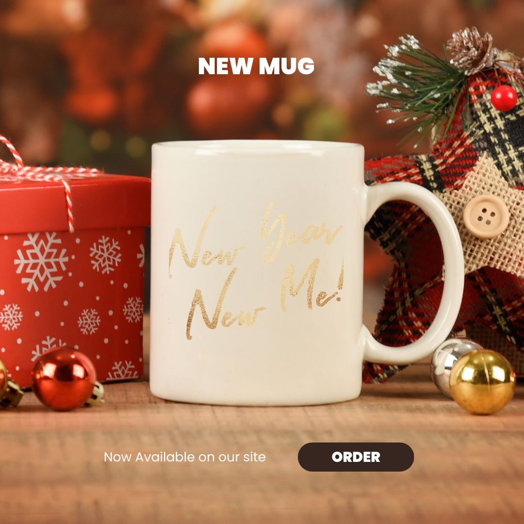 New Year, New Me Coffee Mug — Gold Script Accent Mug (11/15oz)