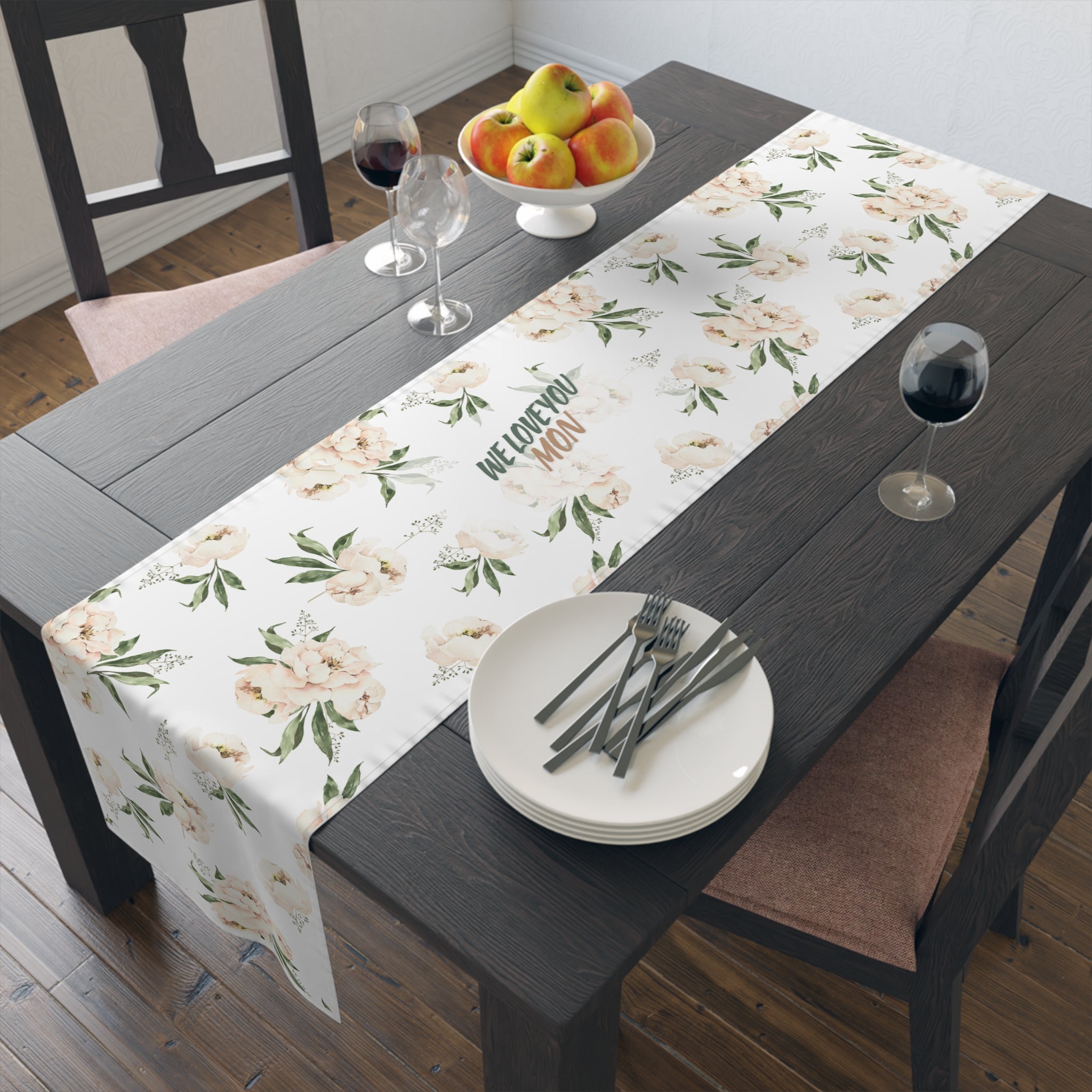 Floral Table Runner — Cotton-Blend Flower Design for Dining & Entertaining