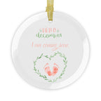 Pink Girl  "Hello December" Glass Ornament — Holiday Tree Decoration