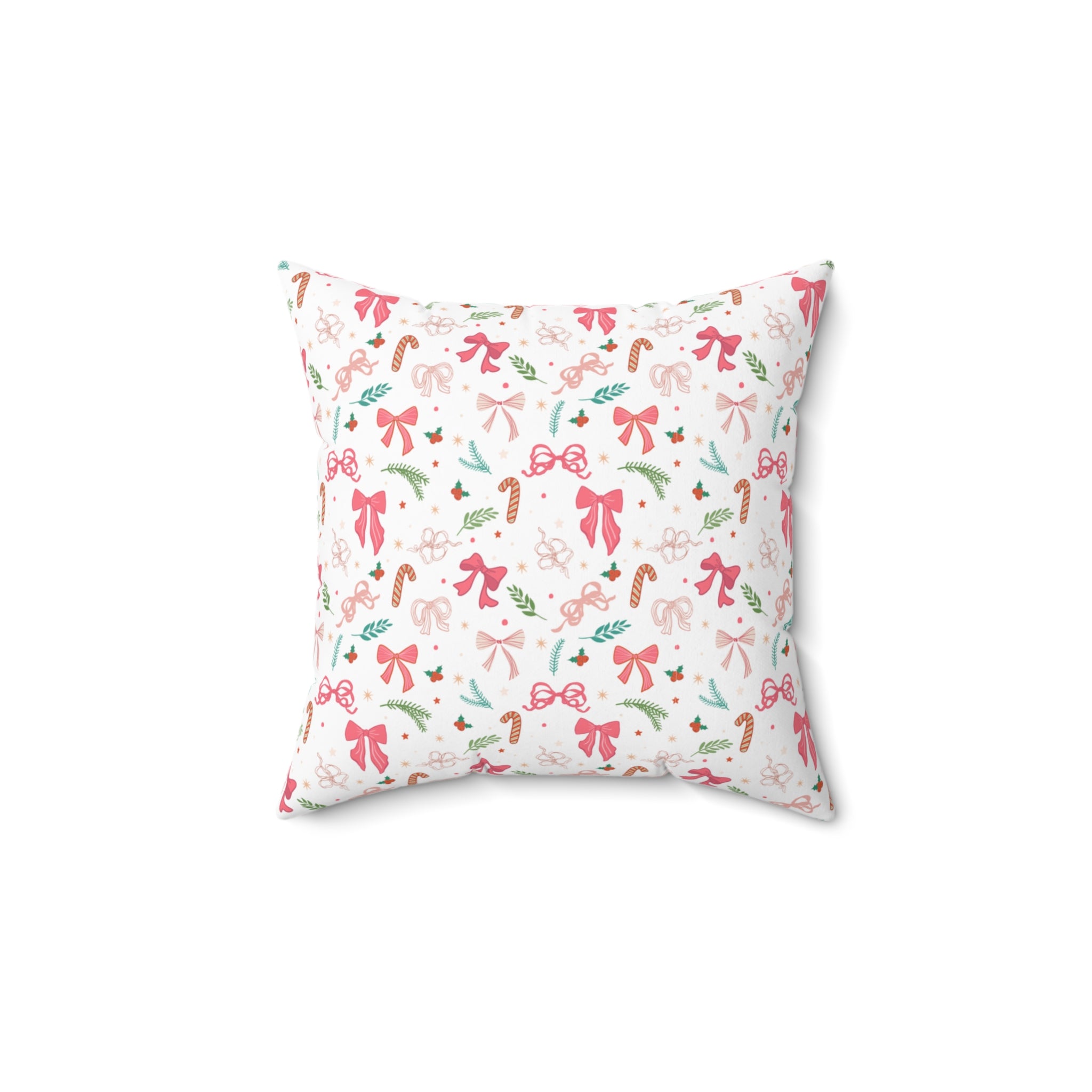 Christmas Teddy Bears Square Pillow — Cute Holiday Throw Pillow with Gift Hugging Bears