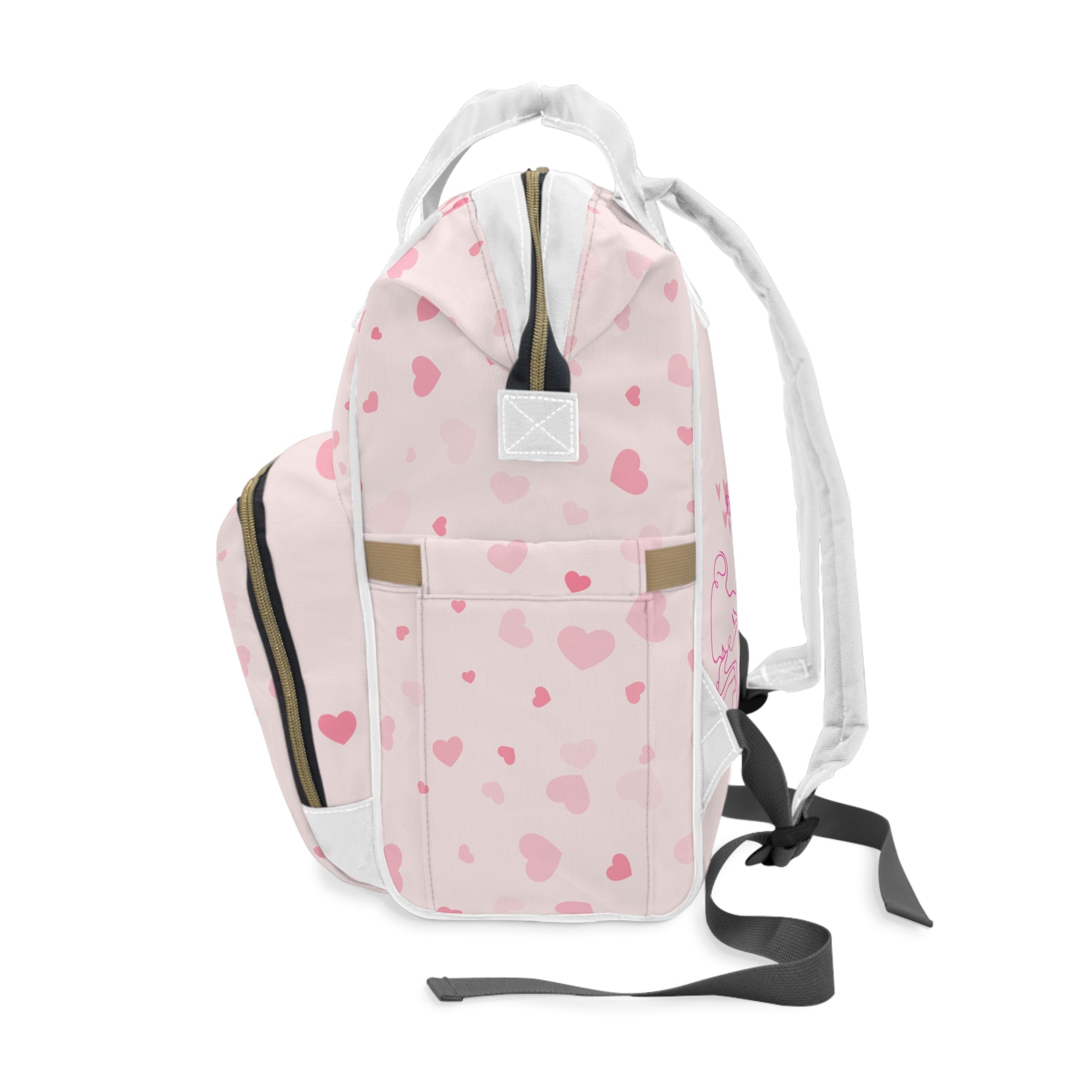 Diaper Backpack — Heart Design with Parents Kissing Baby’s Foot