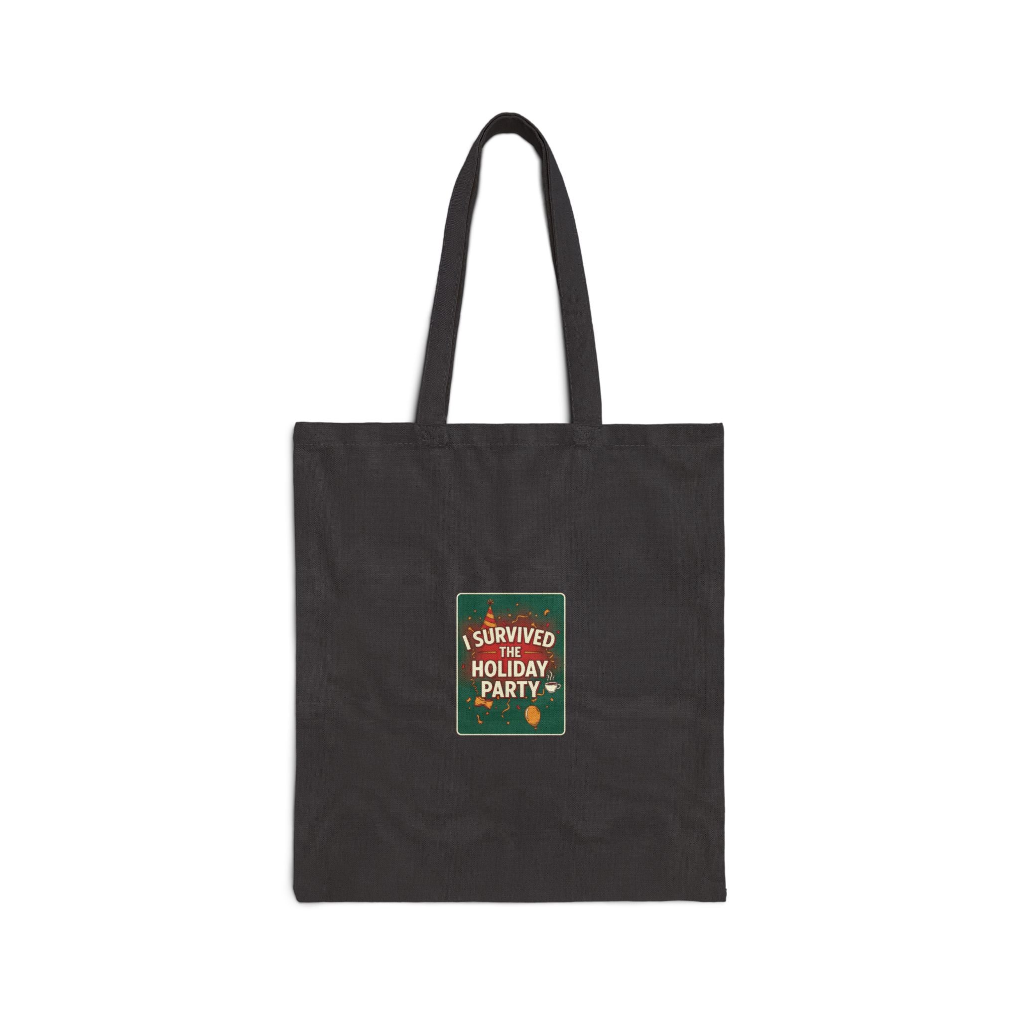 I Survived the Holiday Party Tote | funny holiday tote, party small talk humor